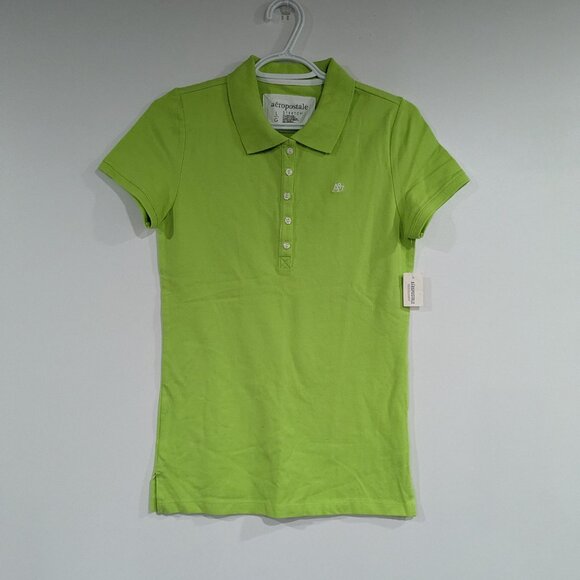 BNWT Aeropostale Polo T-Shirt Lime Green Size Large - Picture 1 of 5
